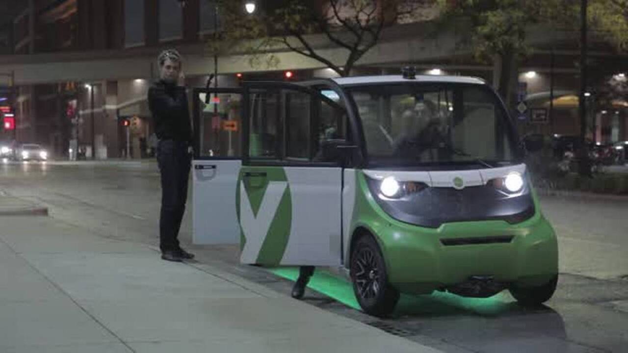 A funky-looking vehicle was cruising downtown Tampa. The steering wheel was missing