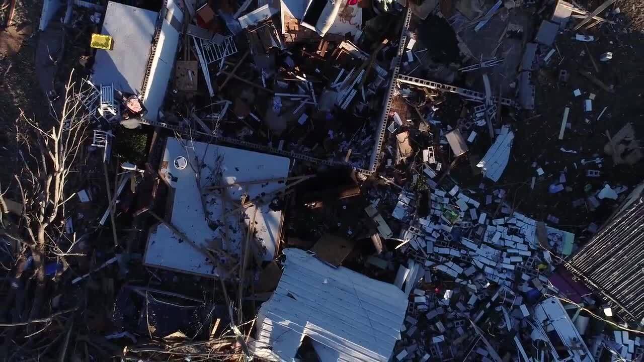 Drone video: See tornado damage in Dawson Springs, Ky