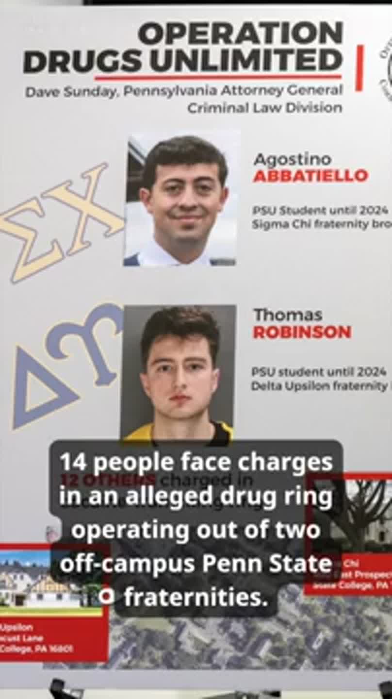 Who is facing charges in the Penn State frat cocaine trafficking case?