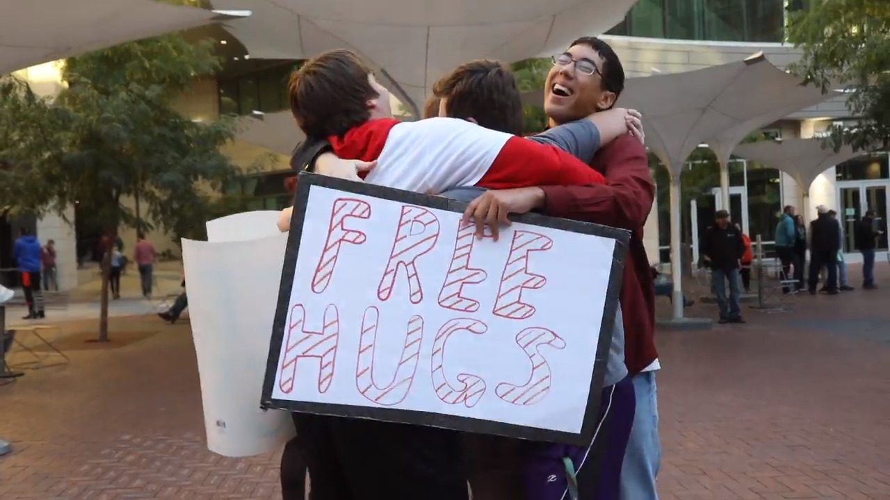 Timberline students give free hugs. Warning: It’s contagious