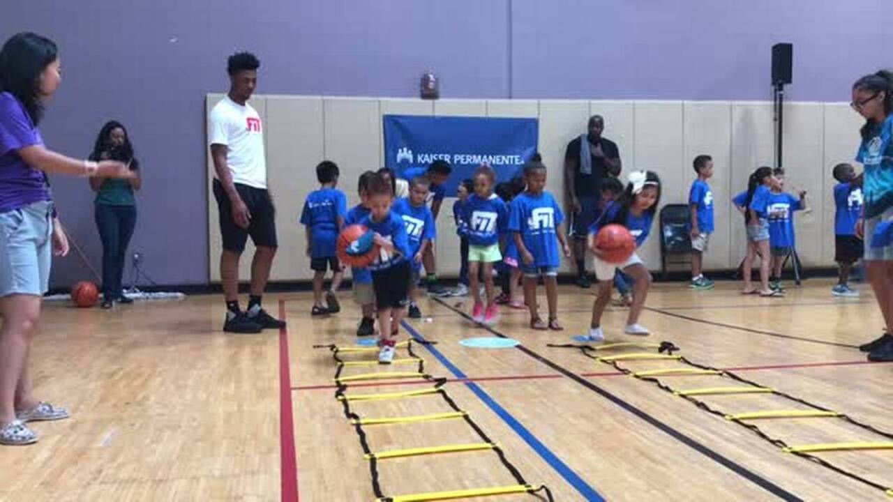 Kings player Malachi Richardson shoots hoops with kids for health and wellness