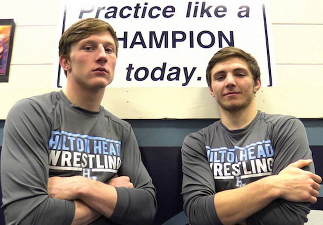 Video: Hilton Head HS wrestling state champs show favorite moves