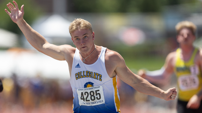 Timmy Ritchie of Collegiate wins the 3A 100 meter dash