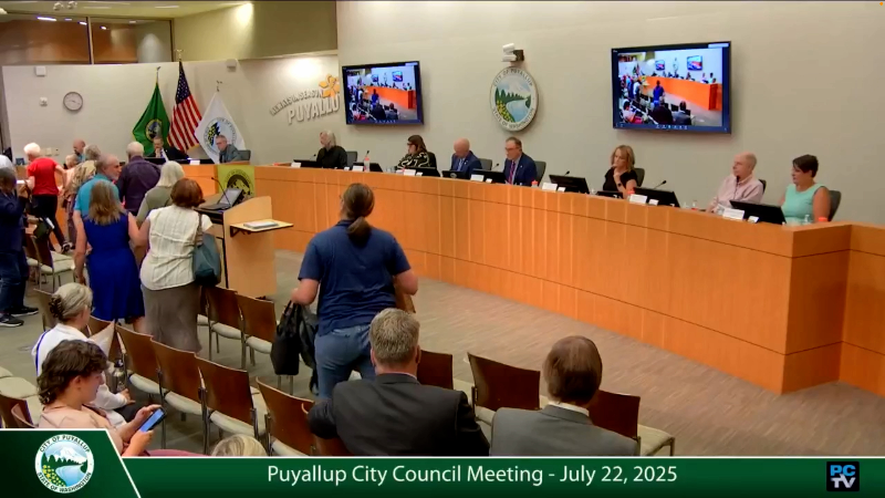 Why are protesters in downtown Puyallup outside City Hall? Large rally planned