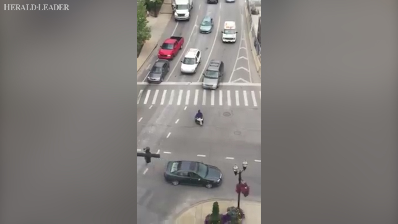 This homeless Lexington man dares drivers to hit him in his wheelchair