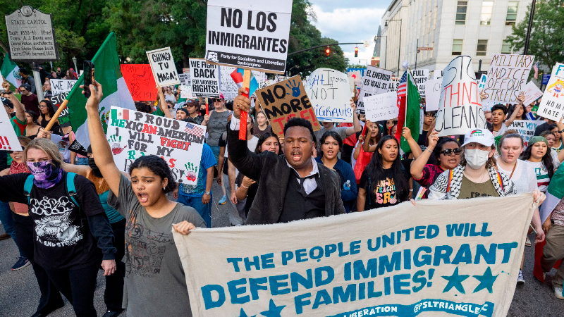 Protesters in Raleigh rally against Trump and ICE immigration crackdown