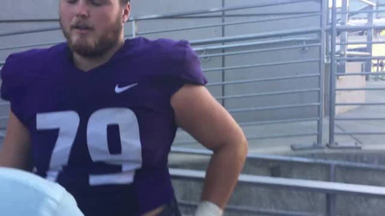 OL Coleman Shelton talks after UW practice