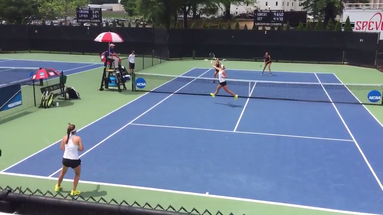 KU defeats UCF in women's doubles play