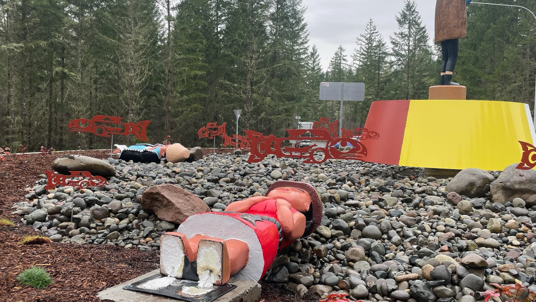 Tribal welcome figures vandalized at Nisqually State Park