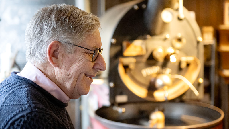 Bill Clarke talks about roasting coffee and meeting people at The Cheese Shoppe