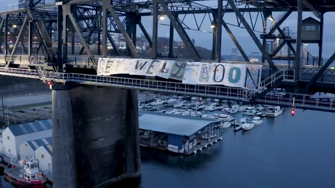 ‘Slightly illegal’ bridge banner brings Tacoma together during coronavirus