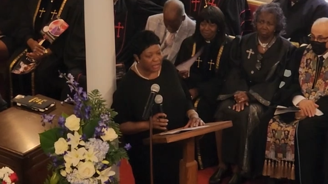 Sister recalls her brother at his funeral at Tabernacle Baptist Church in Beaufort
