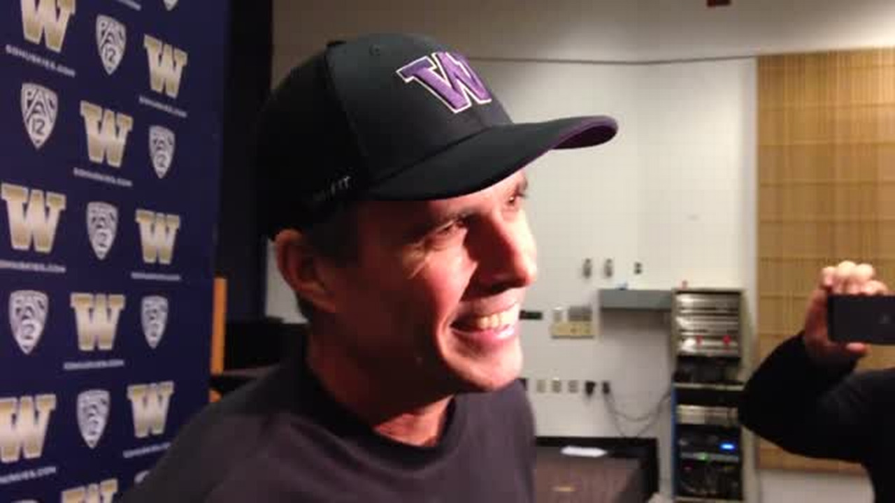 VIDEO: UW coach Chris Petersen talks ASU, turnovers, practicing indoors 