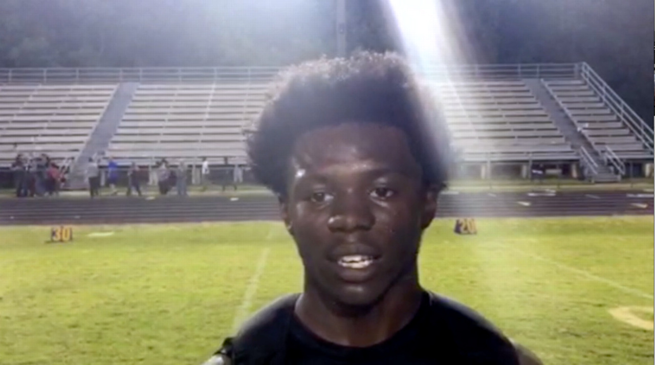Southeast Raleigh defensive back Jabari Davis after the Bulldogs’ 26-20 win over Garner
