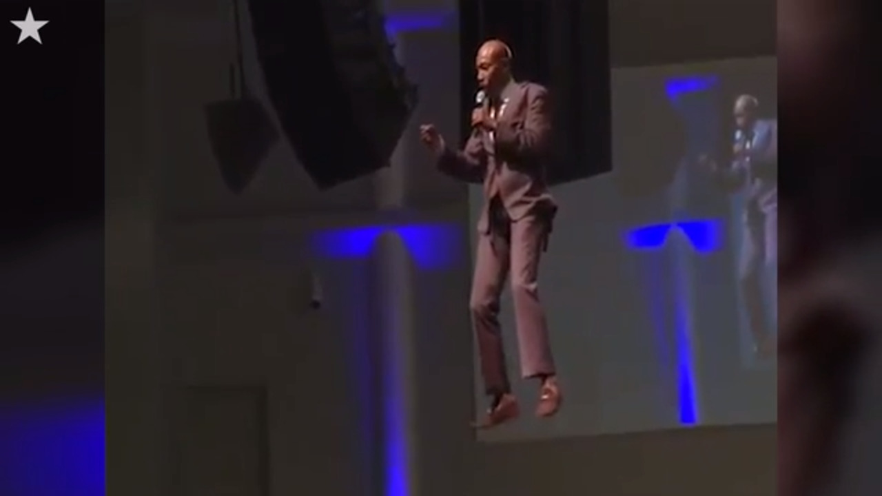 Watch Mississippi pastor ‘fly’ into Sunday service