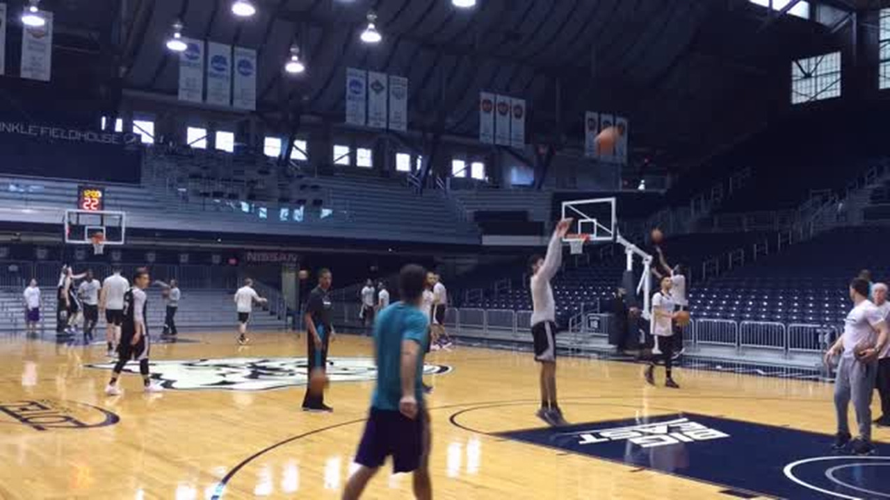 Charlotte Hornets practice at Hinkle Fieldhouse, home of "Hoosiers"