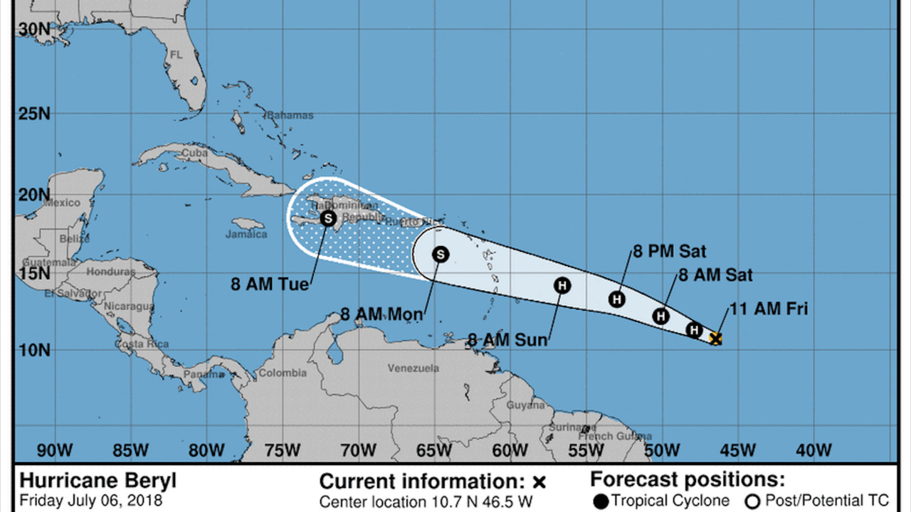 Hurricane Beryl strengthening as it churns toward the Caribbean islands