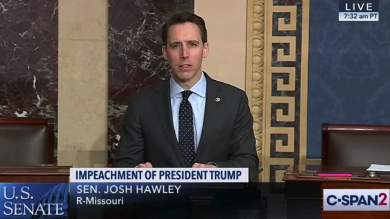 ‘Bring this fiasco to a close’: Hawley will vote to acquit Trump