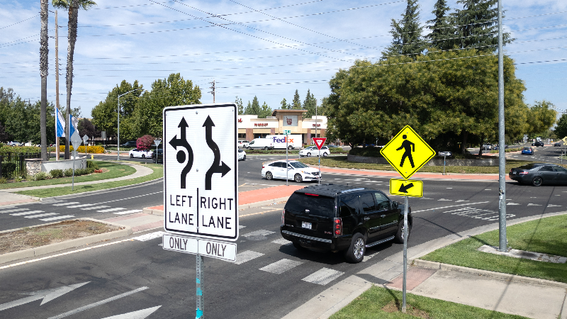 See traffic flow at two Modesto roundabouts