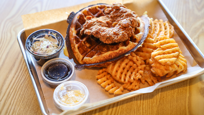See Woodstone Chicken & Waffle House open near Cal Poly