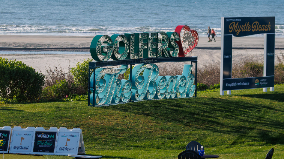 Watch as celebrities tee off for the Myrtle Beach Classic Pro-Am golf tournament