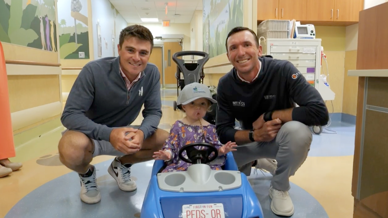 Pro golfers bring smiles and joy to patients and staff at NC Children’s Hospital