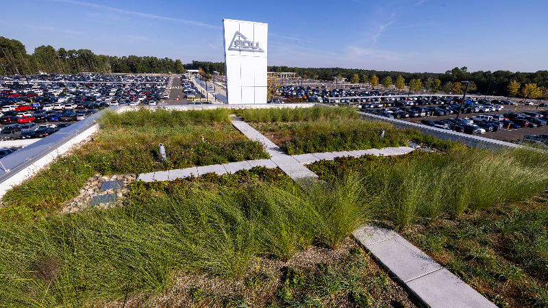 A green roof grows at RDU airport