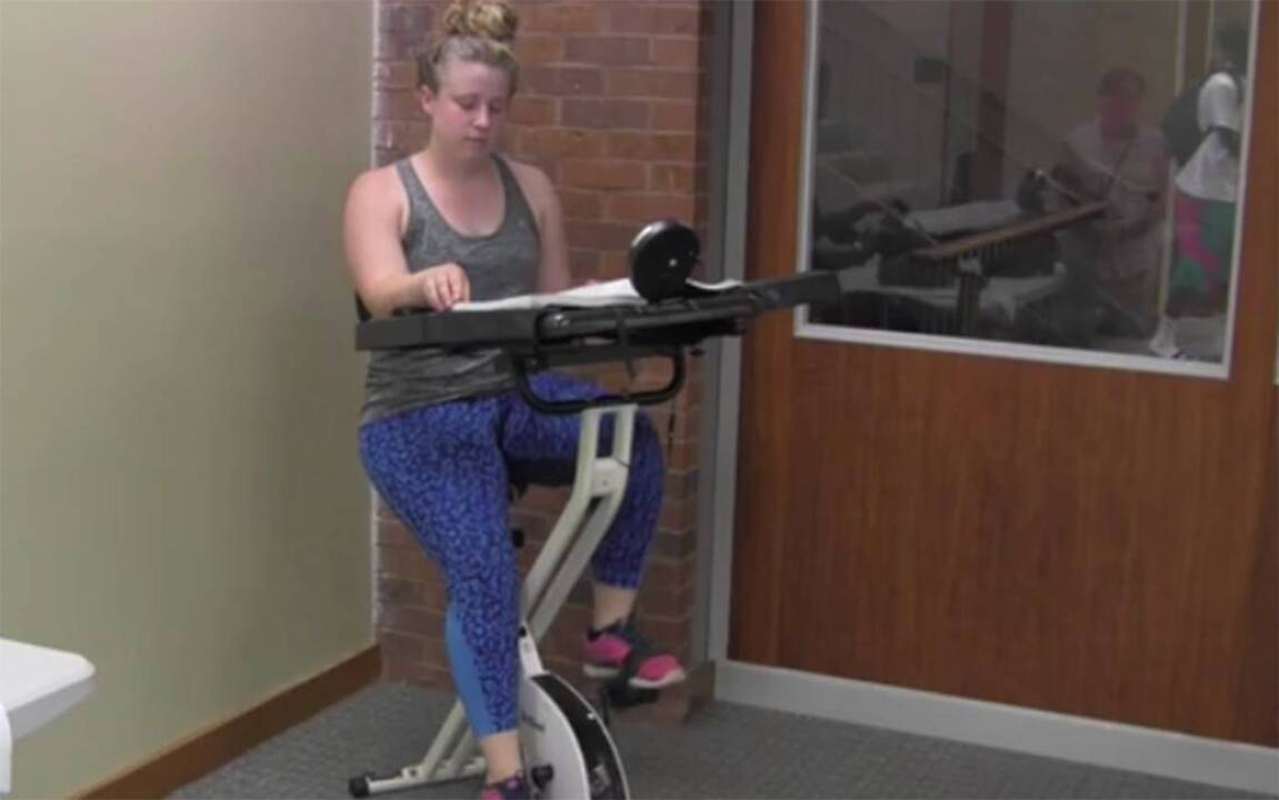 Winthrop's new FitDesks let students mix study and exercise