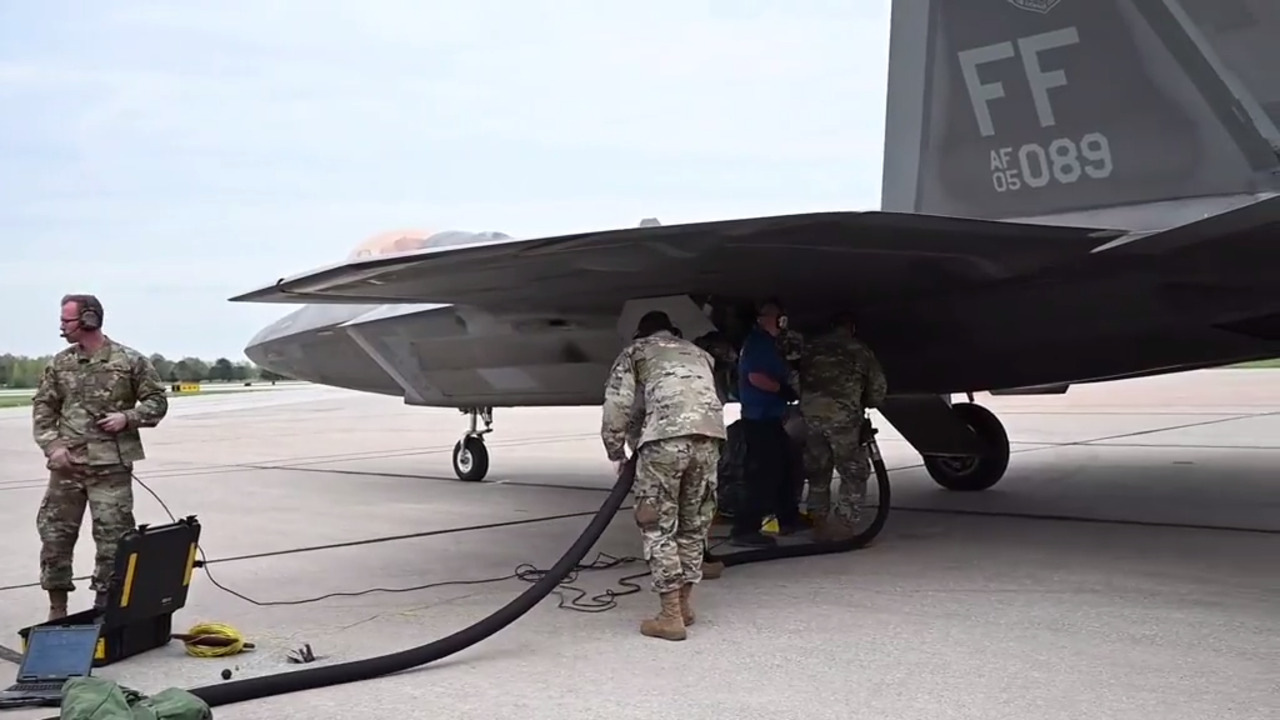 F-22 Raptor Hot Pit Refueling at Scott Air Force Base