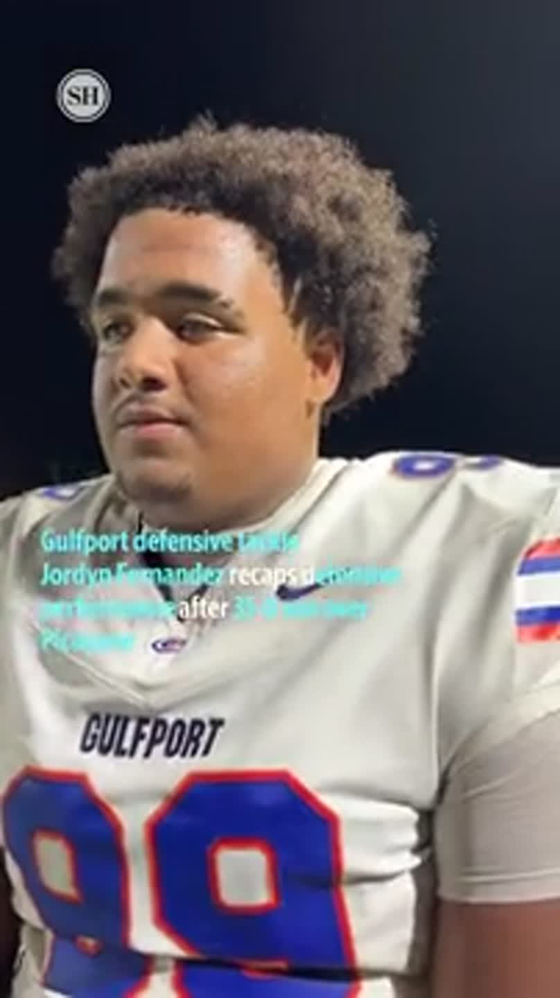 Gulfport defensive tackle Jordyn Fernandez recaps defensive performance after 35-0 win over Picayune