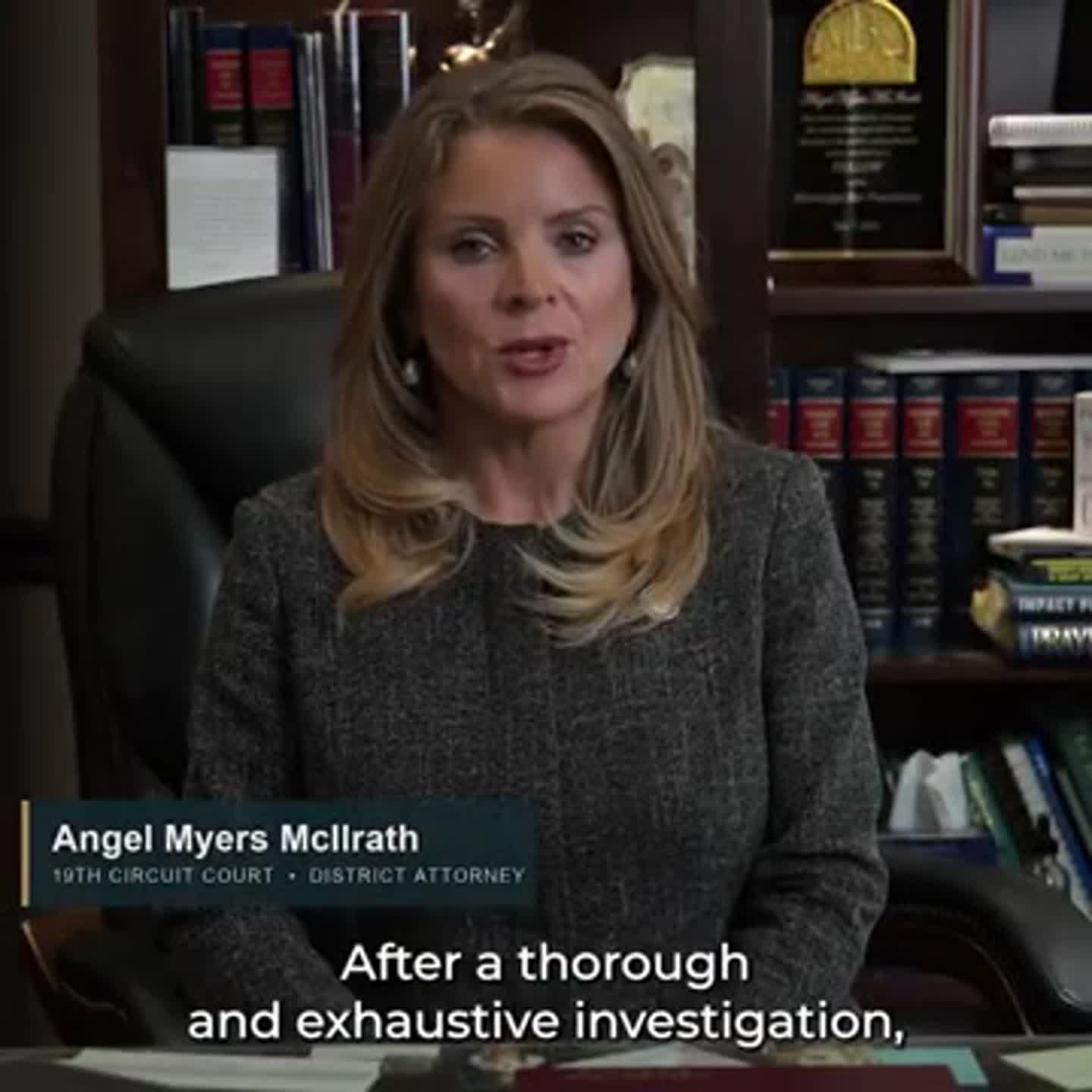 District Attorney Angel Myers McIlrath gives official statement on grand jury report on Nolan Wells case