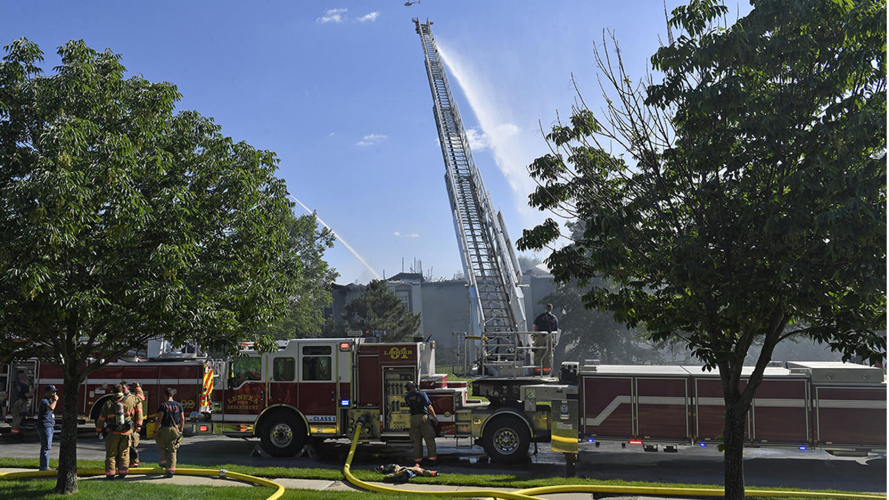 Raw video of firefighters battle two-alarm fire at an Overland Park ...