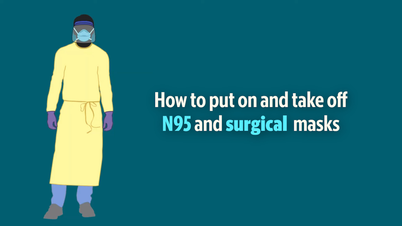 How to put on and take off N95 and surgical masks