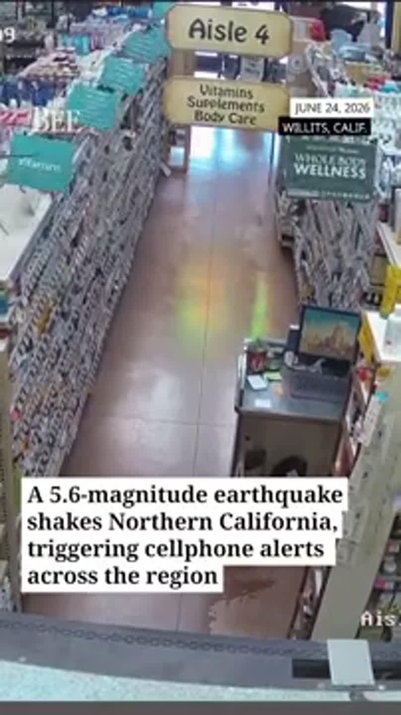 See merchandise topple, break when earthquake shakes Willits CA store