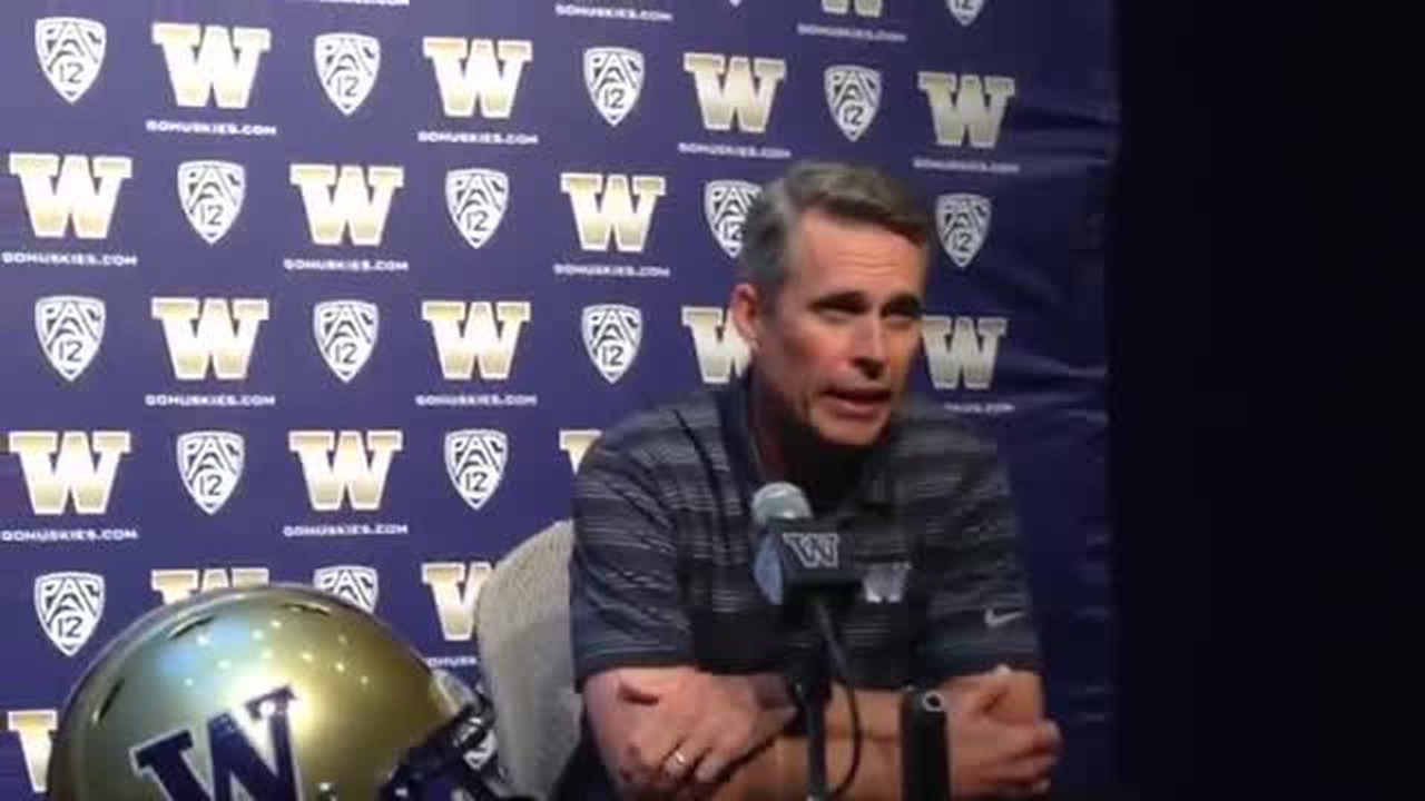 VIDEO: UW coach Chris Petersen on Monday