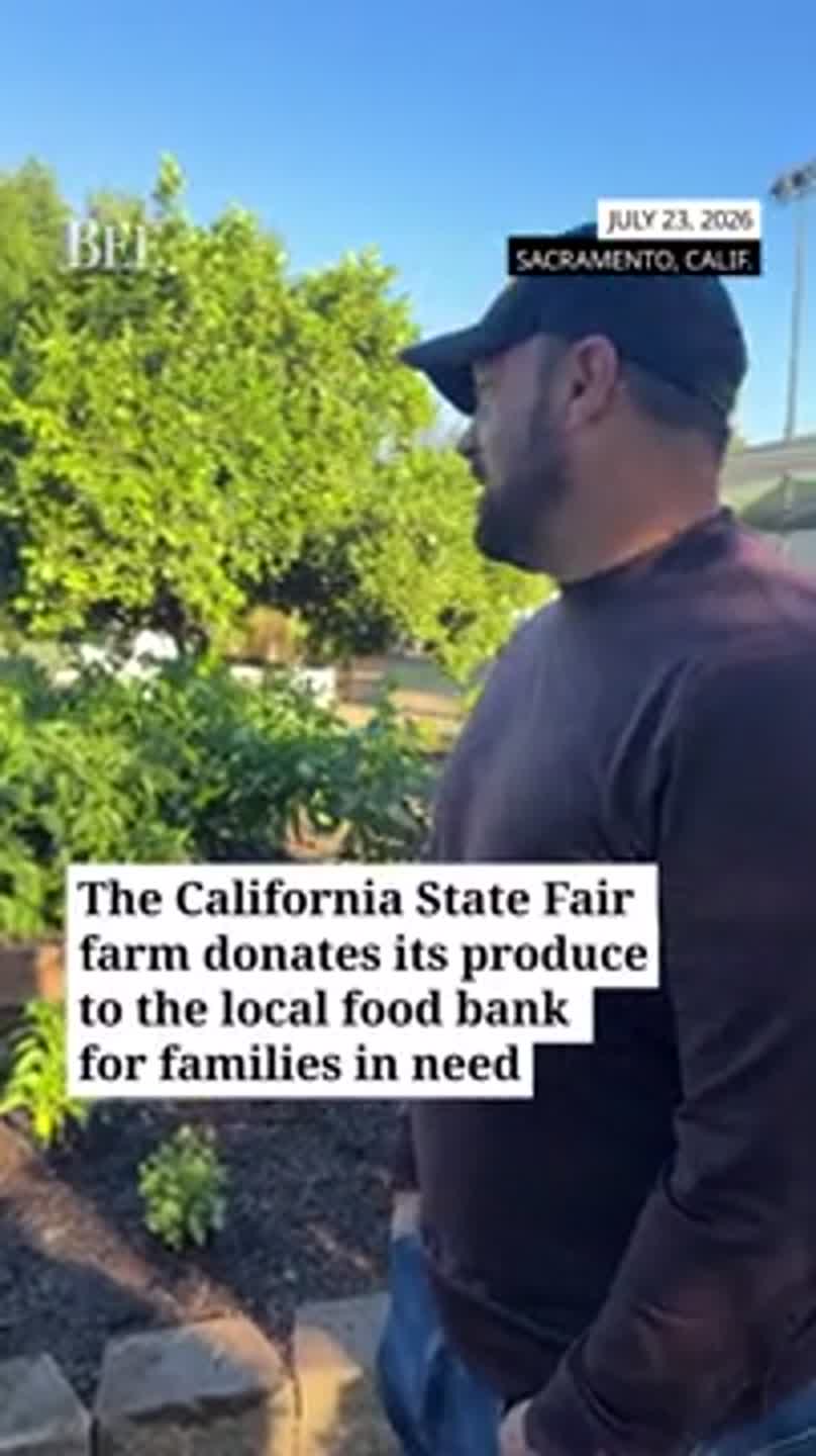 What happens to the produce grown at the California State Fair farm?