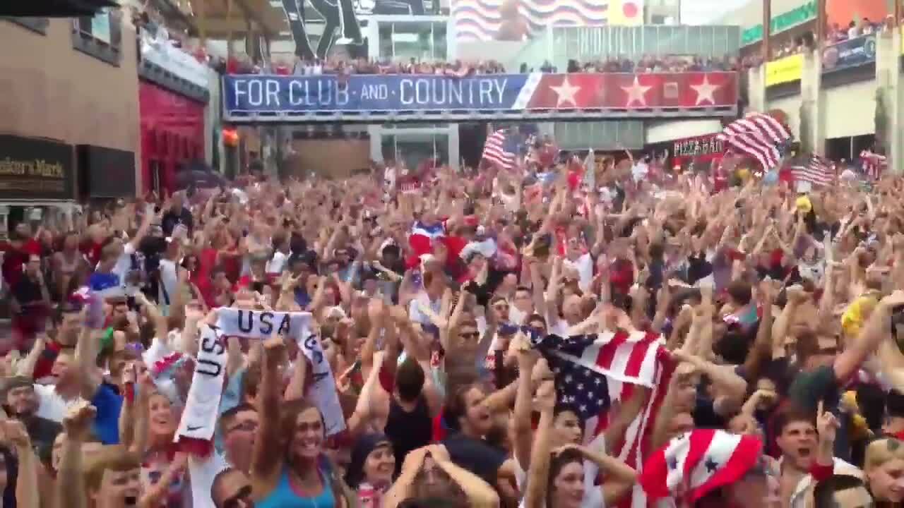 World Cup fans in KC Power & Light District react to U.S. go-ahead goal vs. Portugal