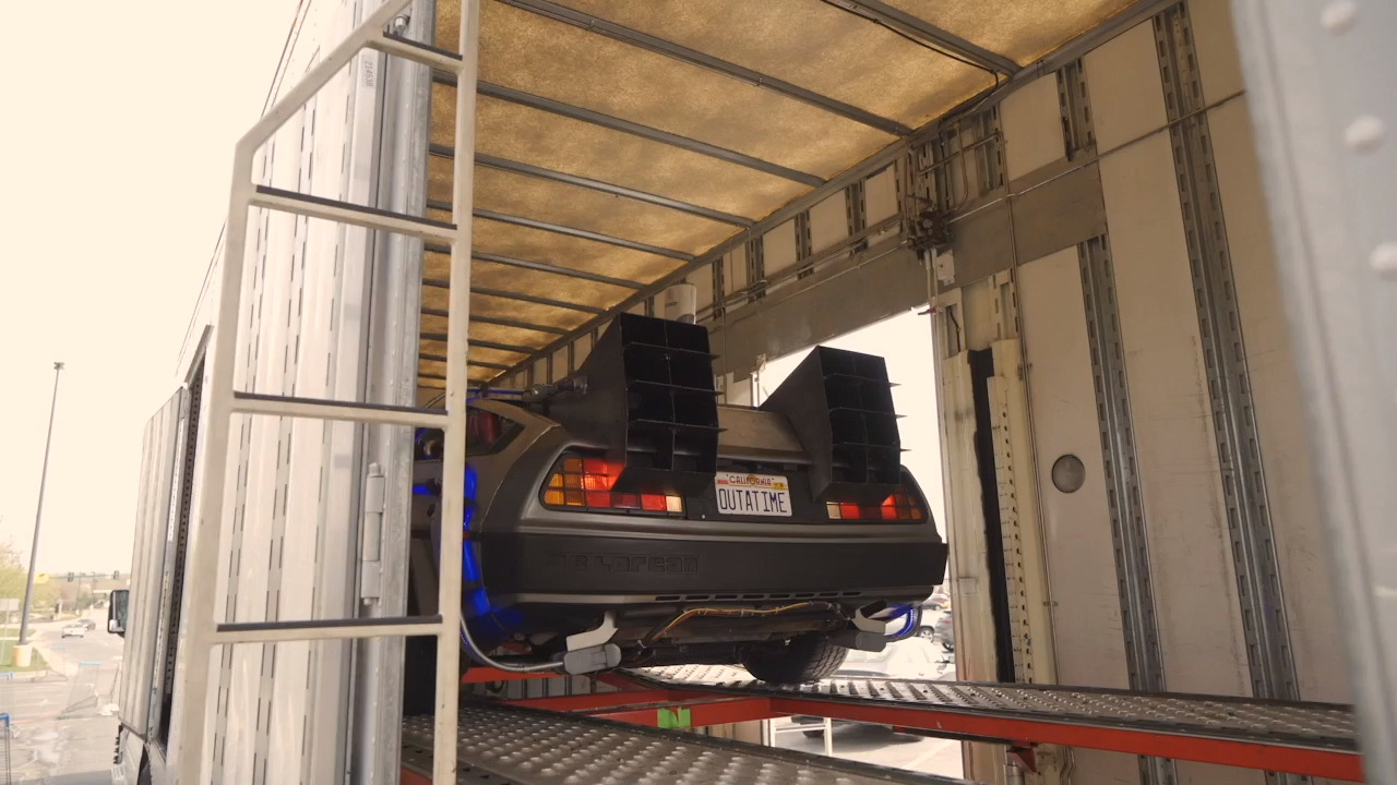 ‘Back to the Future’ DeLorean and other movie cars go on display at Walmart parking lot