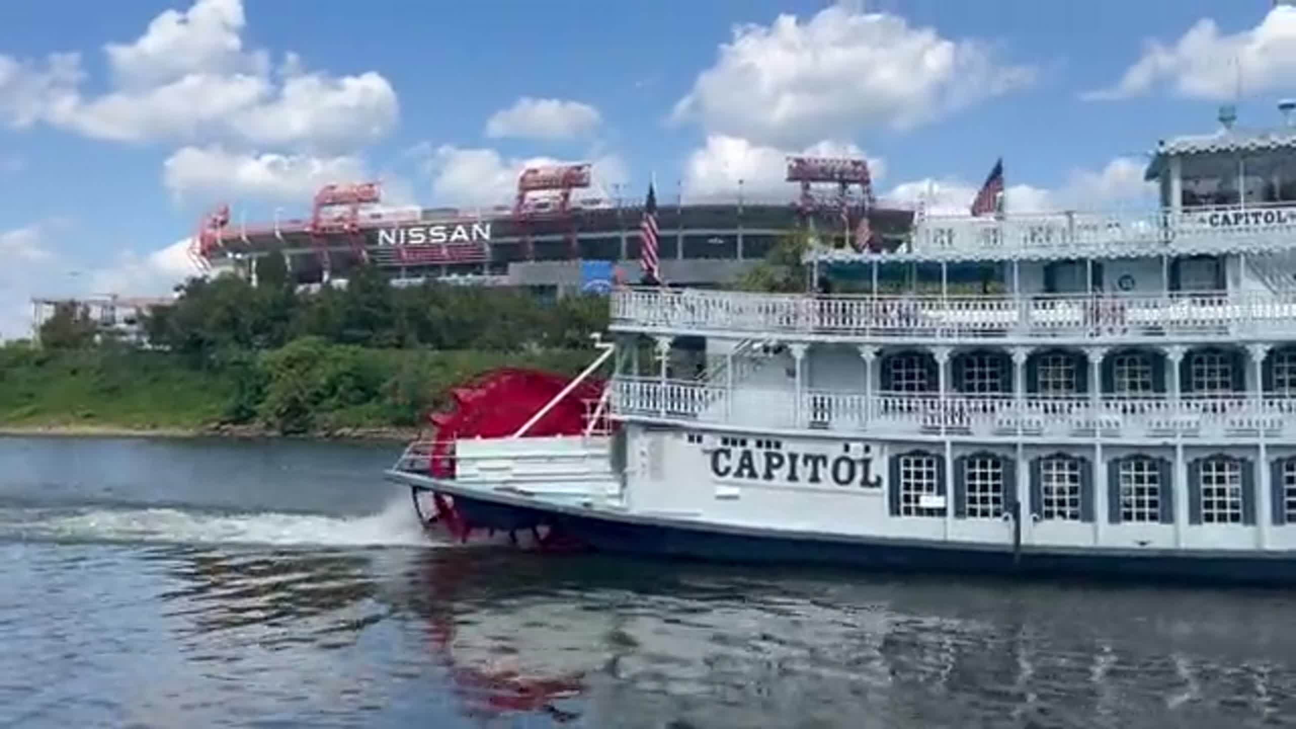 The Capitol, iconic Nashville riverboat, down the Cumberland outside Seahawks at Titans preseason game