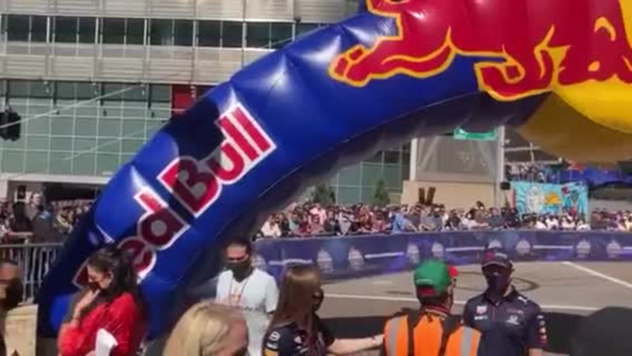 Crowds line up for Formula One racer Sergio “Checo” Perez