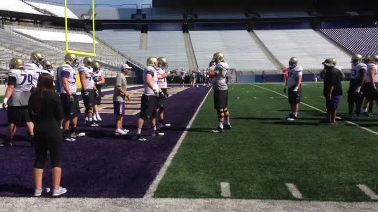 VIDEO: Offensive line drill at UW practice