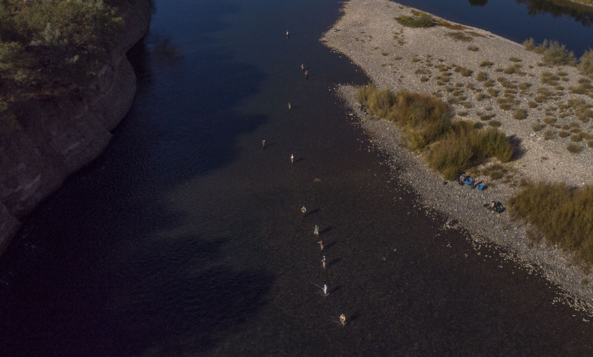 Drone video shows fishing on American River before closure of area for salmon spawning