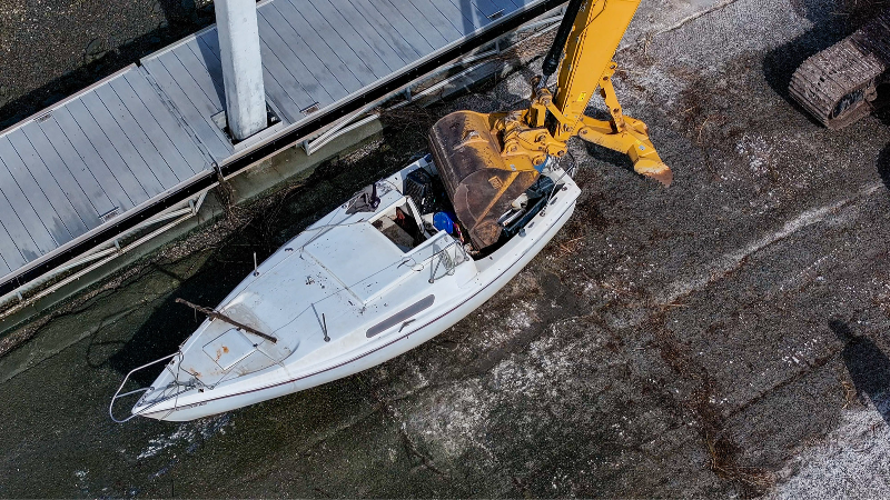 Drone footage shows derelict boats removed from SC river