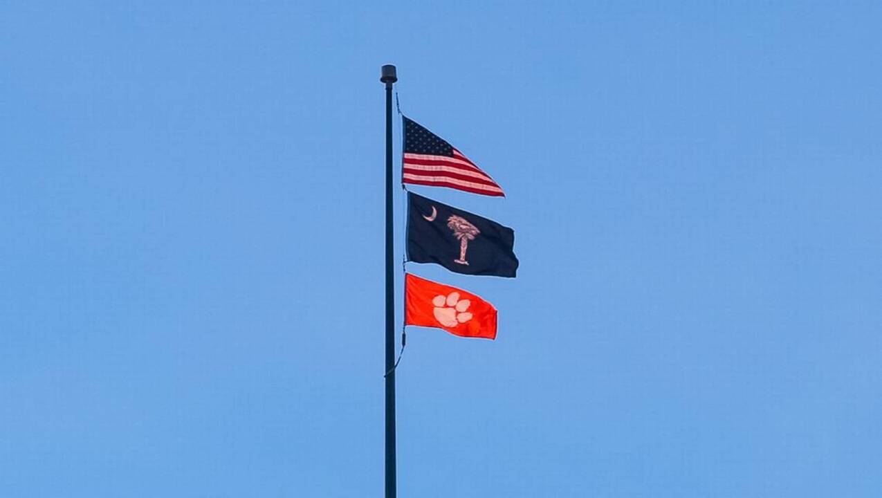 Clemson flag flies over SC State House