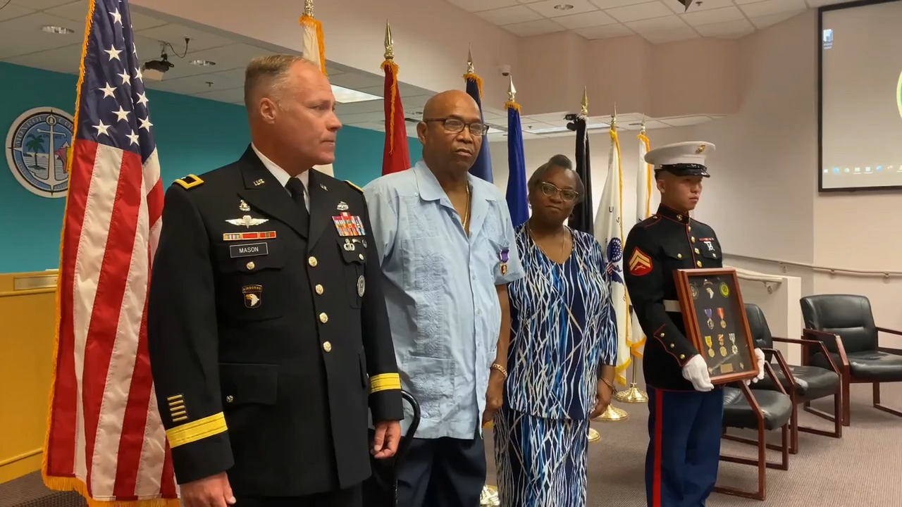 A Key West veteran was shot in combat 53 years ago. He just got his Purple Heart medal