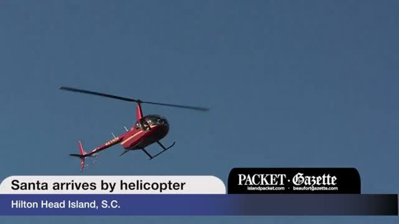 Santa helicopters in to Hilton Head Island