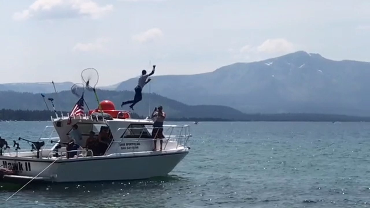 Watch Warriors guard Stephen Curry jump into Lake Tahoe after losing bet