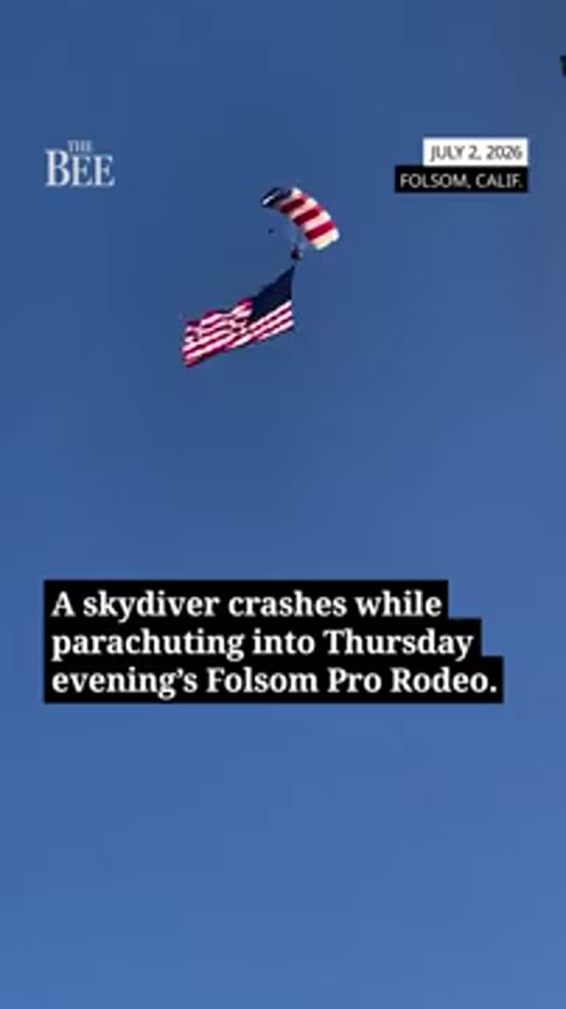 Spectators record skydiver crash while parachuting into Folsom Pro Rodeo