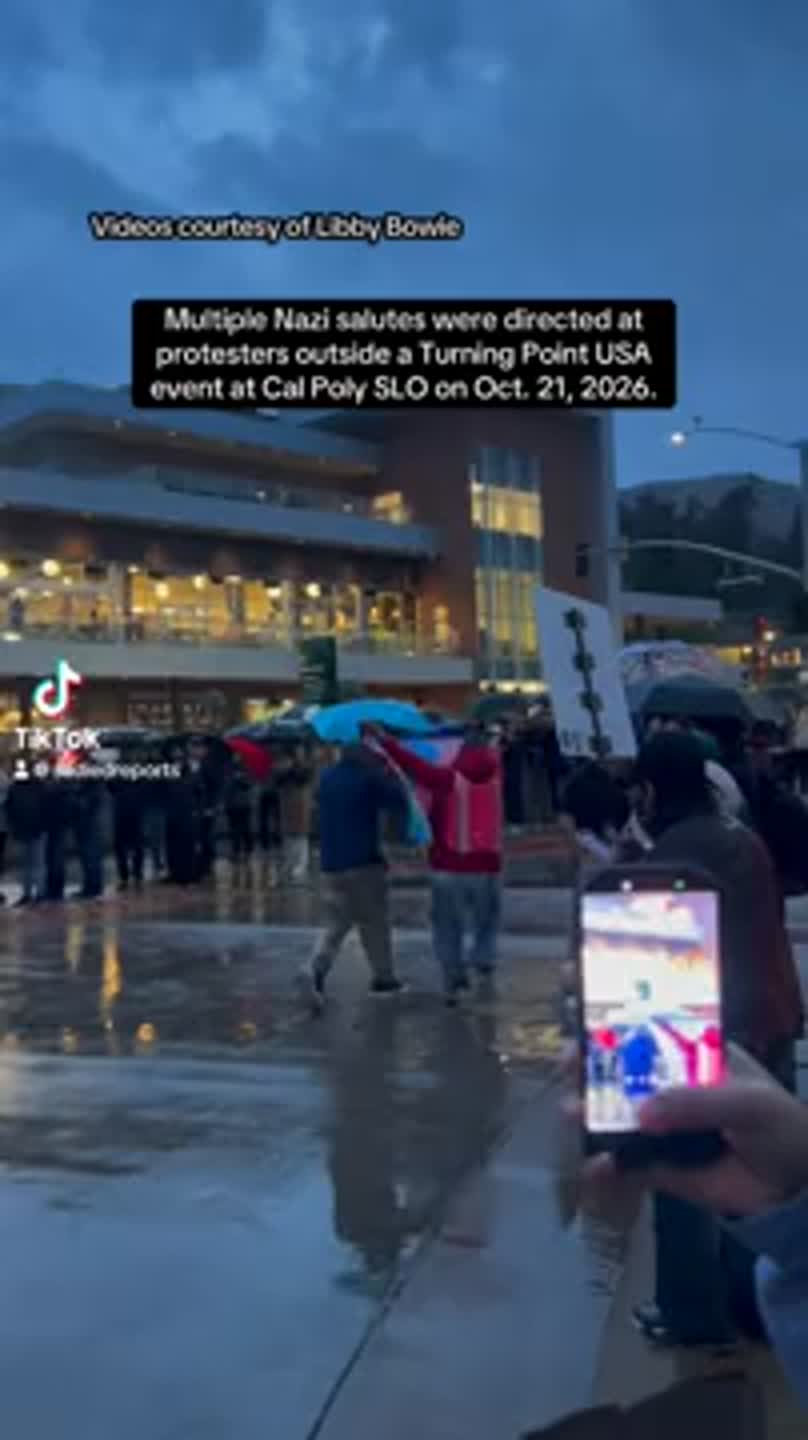 Men taunt protesters with Nazi salutes at Cal Poly SLO (Video)