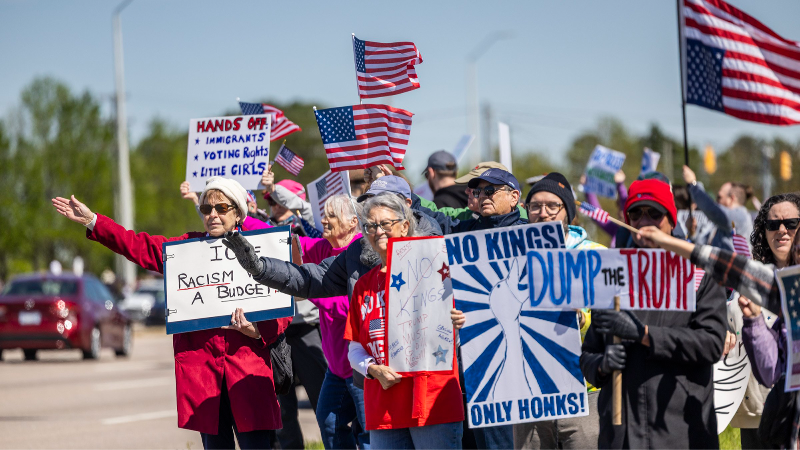 'No Kings' protesters line sections of Capital Blvd. in Raleigh